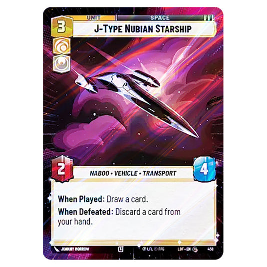 J-Type Nubian Starship  card from the Star Wars Unlimited set Legends of the Force