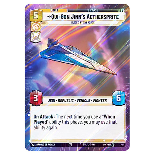Qui-Gon Jinn's Aethersprite Guided by the Force  card from the Star Wars Unlimited set Legends of the Force