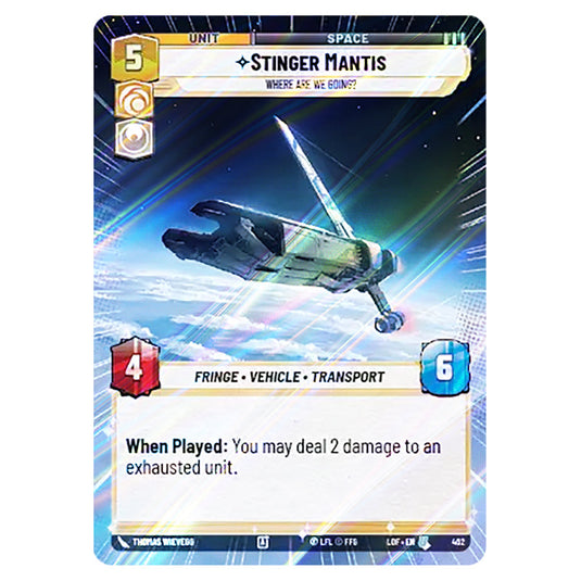 Stinger Mantis Where Are We Going?  card from the Star Wars Unlimited set Legends of the Force