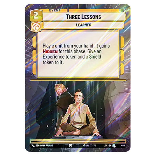 Three Lessons  card from the Star Wars Unlimited set Legends of the Force