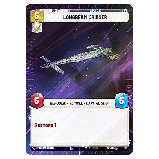 Longbeam Cruiser  card from the Star Wars Unlimited set Legends of the Force