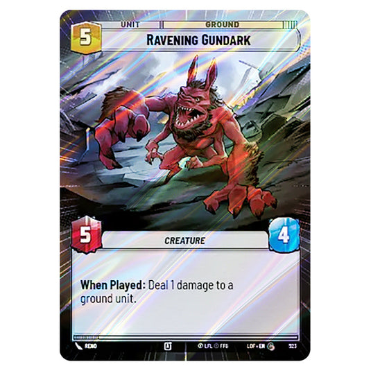 Ravening Gundark  card from the Star Wars Unlimited set Legends of the Force
