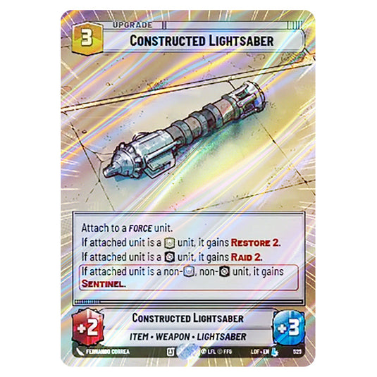Constructed Lightsaber  card from the Star Wars Unlimited set Legends of the Force