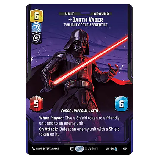 Darth Vader Twilight of the Apprentice  card from the Star Wars Unlimited set Legends of the Force