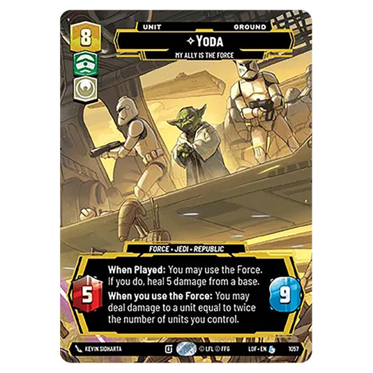Yoda My Ally is the Force  card from the Star Wars Unlimited set Legends of the Force