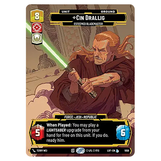 Cin Drallig Esteemed Blademaster  card from the Star Wars Unlimited set Legends of the Force
