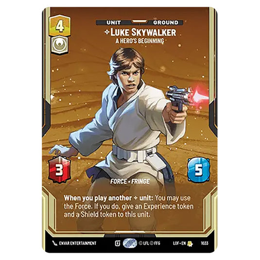 Luke Skywalker A Hero's Beginning  card from the Star Wars Unlimited set Legends of the Force