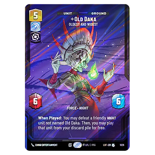 Old Daka Oldest and Wisest  card from the Star Wars Unlimited set Legends of the Force