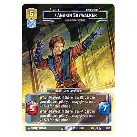 Anakin Skywalker Champion of Mortis  card from the Star Wars Unlimited set Legends of the Force