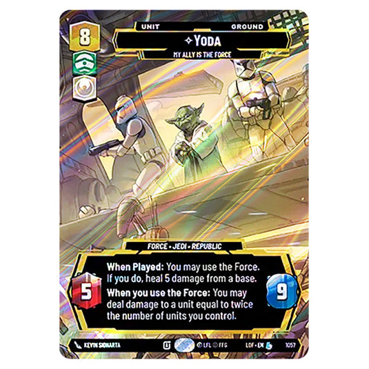 Yoda My Ally is the Force  card from the Star Wars Unlimited set Legends of the Force