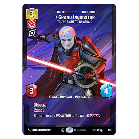 Grand Inquisitor You're Right to Be Afraid  card from the Star Wars Unlimited set Legends of the Force