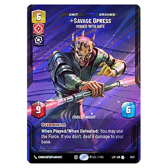 Savage Opress Imbued With Hate  card from the Star Wars Unlimited set Legends of the Force