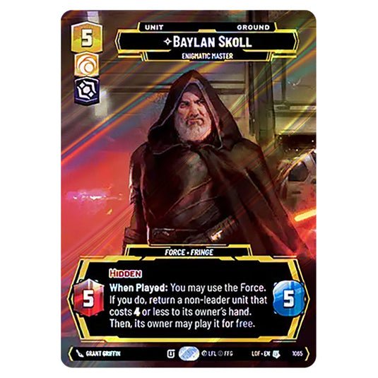 Baylan Skoll Enigmatic Master  card from the Star Wars Unlimited set Legends of the Force