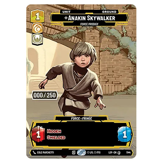 Anakin Skywalker Force Prodigy  card from the Star Wars Unlimited set Legends of the Force
