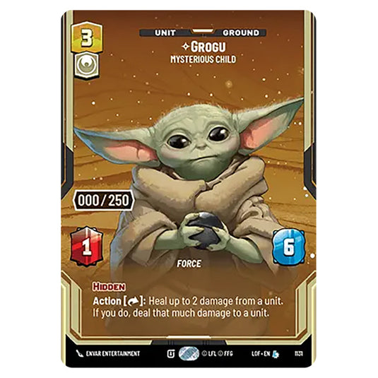Grogu Mysterious Child  card from the Star Wars Unlimited set Legends of the Force