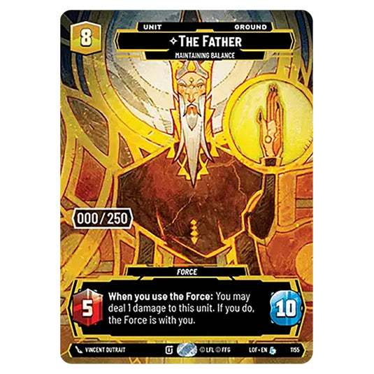 The Father Maintaining Balance  card from the Star Wars Unlimited set Legends of the Force