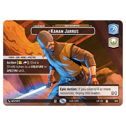 Kanan Jarrus Help Us Survive  card from the Star Wars Unlimited set Legends of the Force