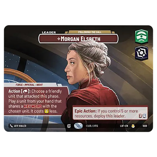 Morgan Elsbeth Following the Call  card from the Star Wars Unlimited set Legends of the Force
