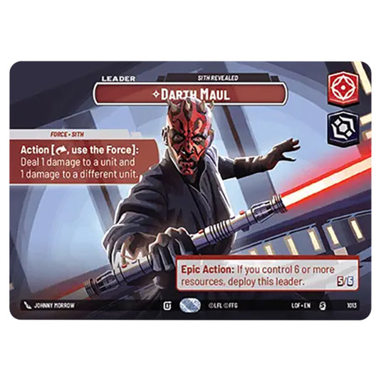 Darth Maul Sith Revealed  card from the Star Wars Unlimited set Legends of the Force