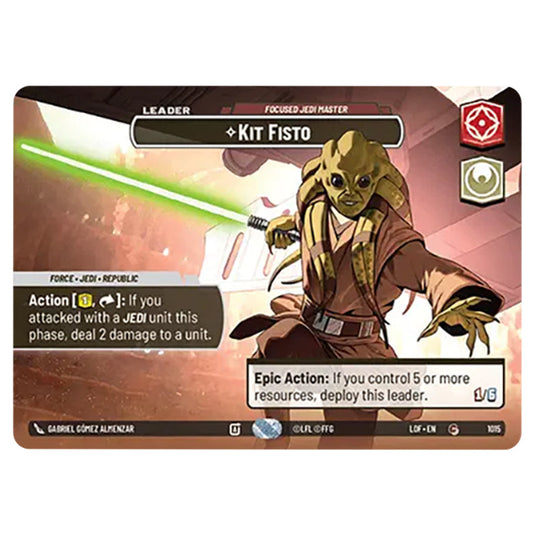 Kit Fisto Focused Jedi Master  card from the Star Wars Unlimited set Legends of the Force