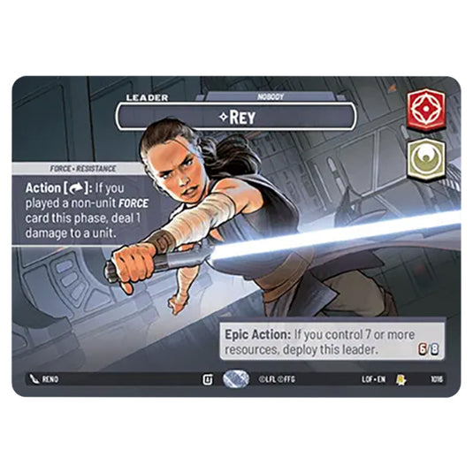 Rey Nobody  card from the Star Wars Unlimited set Legends of the Force