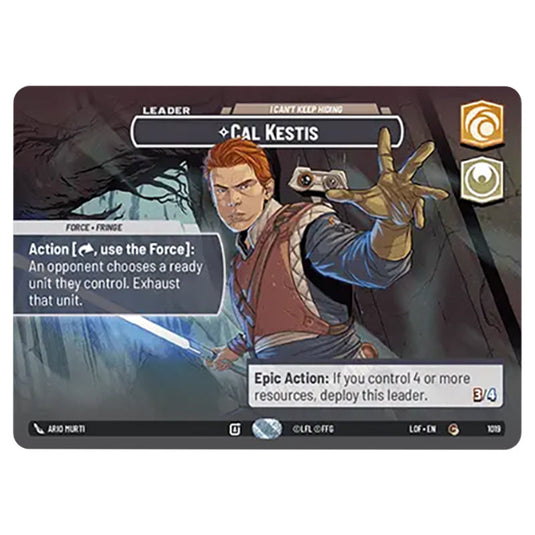 Cal Kestis I Can't Keep Hiding  card from the Star Wars Unlimited set Legends of the Force