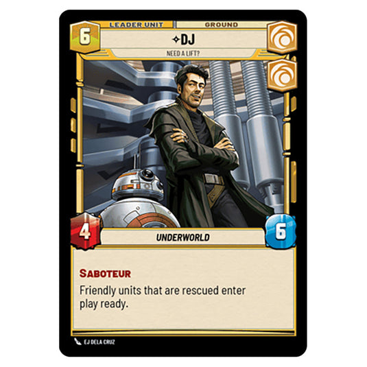 DJ Need a Lift? card from the Star Wars Unlimited Set Secrets of Power