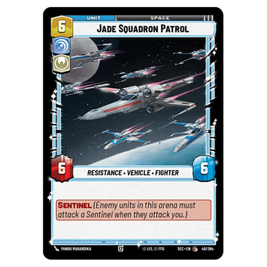 Jade Squadron Patrol card from the Star Wars Unlimited Set Secrets of Power