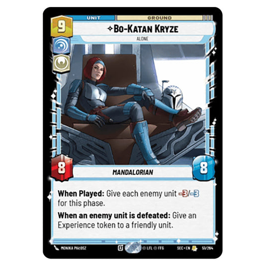 Bo-Katan Kryze Alone card from the Star Wars Unlimited Set Secrets of Power