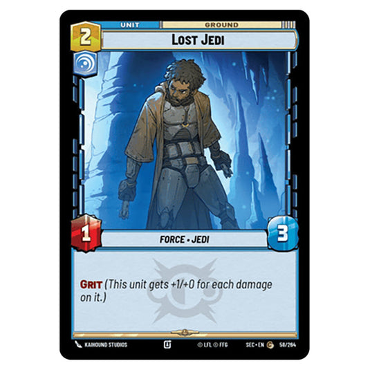 Lost Jedi card from the Star Wars Unlimited Set Secrets of Power