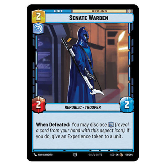 Senate Warden card from the Star Wars Unlimited Set Secrets of Power
