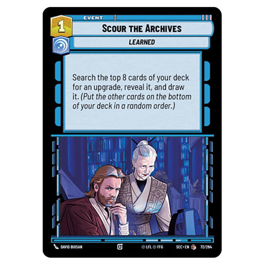 Scour the Archives card from the Star Wars Unlimited Set Secrets of Power