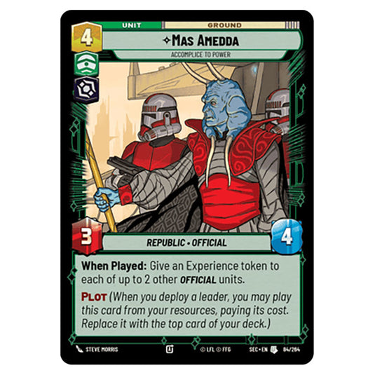 Mas Amedda Accomplice to Power card from the Star Wars Unlimited Set Secrets of Power