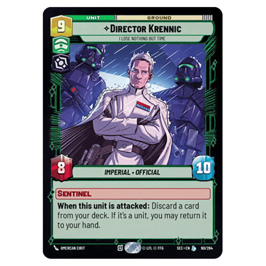 Director Krennic I Lose Nothing But Time card from the Star Wars Unlimited Set Secrets of Power