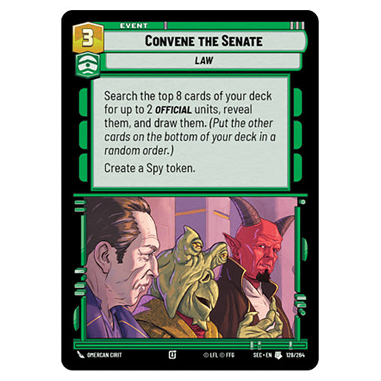 Convene the Senate card from the Star Wars Unlimited Set Secrets of Power