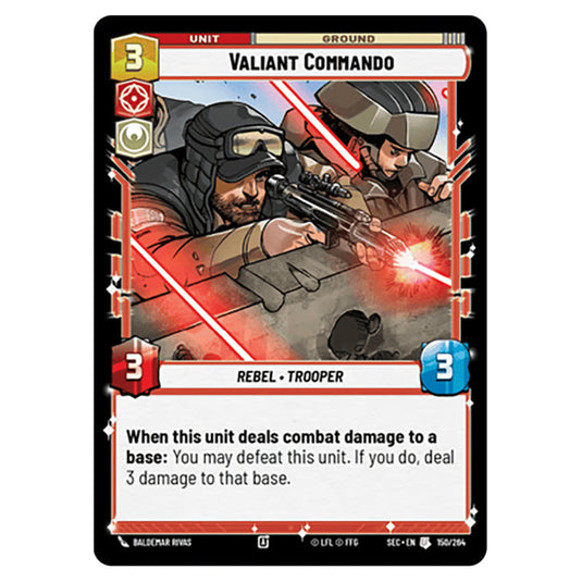 Valiant Commando card from the Star Wars Unlimited Set Secrets of Power