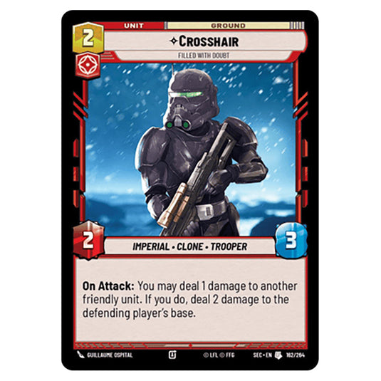 Crosshair Filled With Doubt card from the Star Wars Unlimited Set Secrets of Power