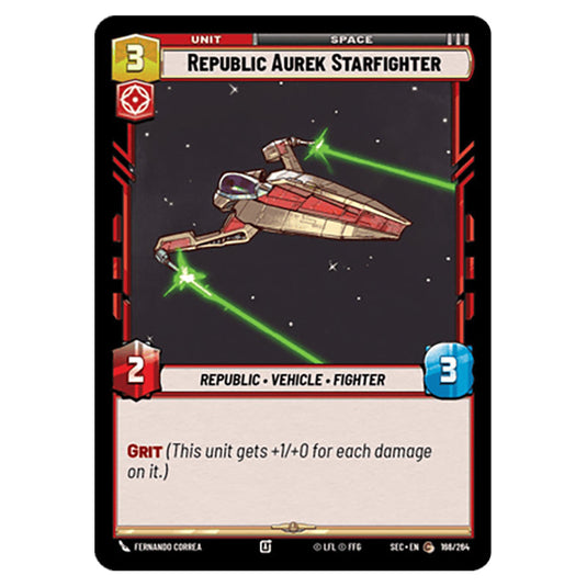 Republic Aurek Starfighter card from the Star Wars Unlimited Set Secrets of Power