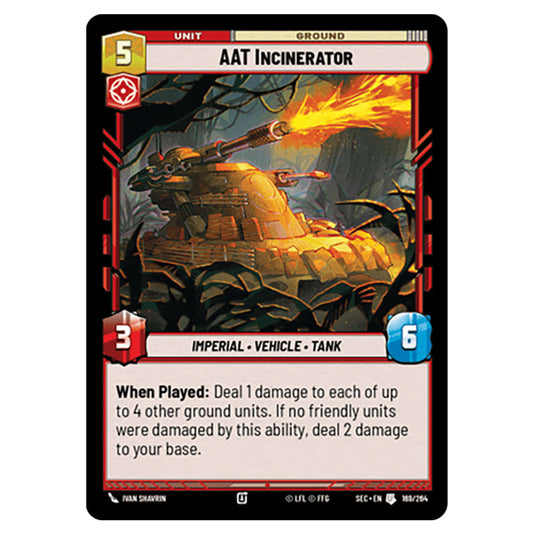 AAT Incinerator card from the Star Wars Unlimited Set Secrets of Power
