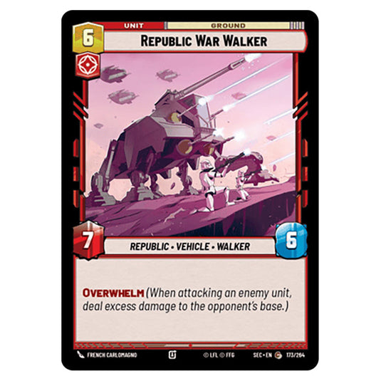 Republic War Walker card from the Star Wars Unlimited Set Secrets of Power