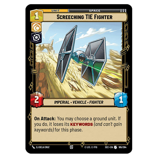 Screeching TIE Fighter card from the Star Wars Unlimited Set Secrets of Power