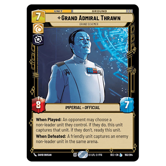 Grand Admiral Thrawn Grand Schemer card from the Star Wars Unlimited Set Secrets of Power