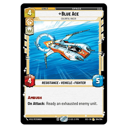 Blue Ace Colorful Racer card from the Star Wars Unlimited Set Secrets of Power