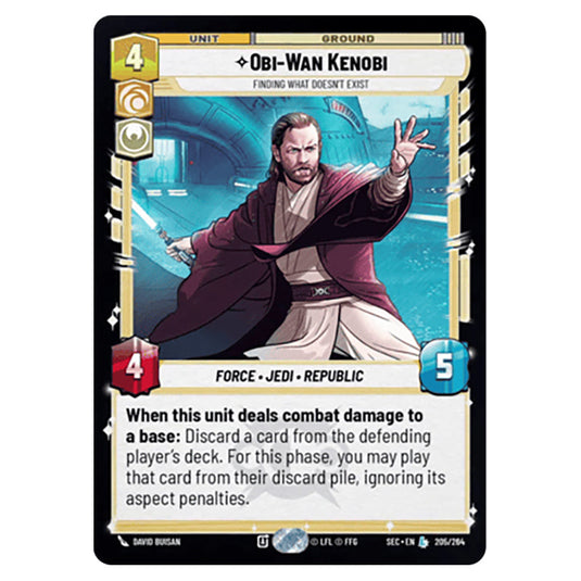 Obi-Wan Kenobi Finding What Doesn't Exist card from the Star Wars Unlimited Set Secrets of Power