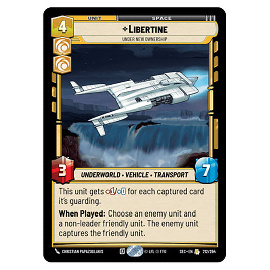 Libertine Under New Ownership card from the Star Wars Unlimited Set Secrets of Power