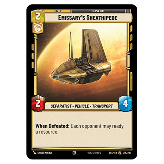 Emissary's Sheathipede card from the Star Wars Unlimited Set Secrets of Power