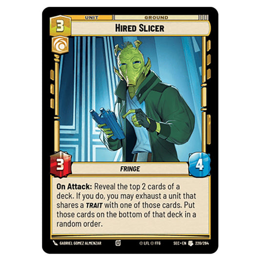 Hired Slicer card from the Star Wars Unlimited Set Secrets of Power