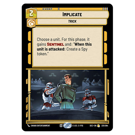 Implicate card from the Star Wars Unlimited Set Secrets of Power