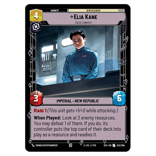 Elia Kane False Convert card from the Star Wars Unlimited Set Secrets of Power