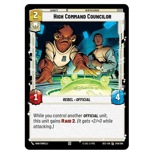 High Command Councilor card from the Star Wars Unlimited Set Secrets of Power